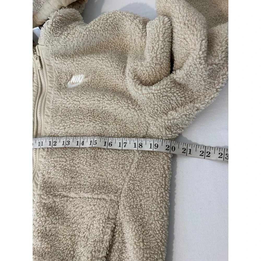 Nike Kids Girls Sherpa Fleece Full Zip Hoodie Sanddrift Beige FJ6019-126 XL